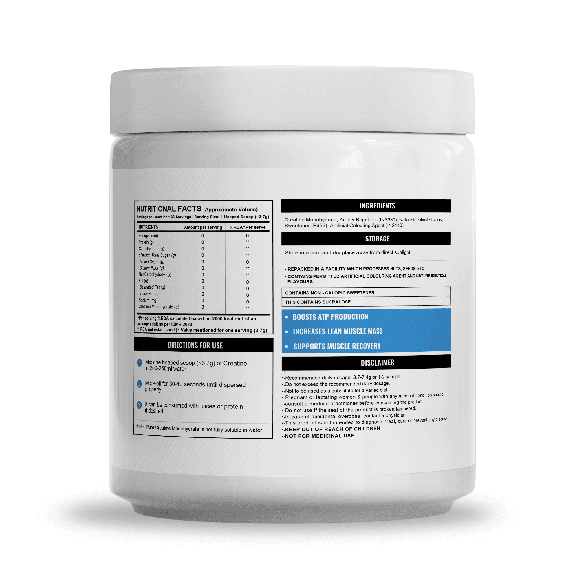 Wellcore - Pure Micronised Creatine Monohydrate (122g, 33 Servings) Tropical Tango