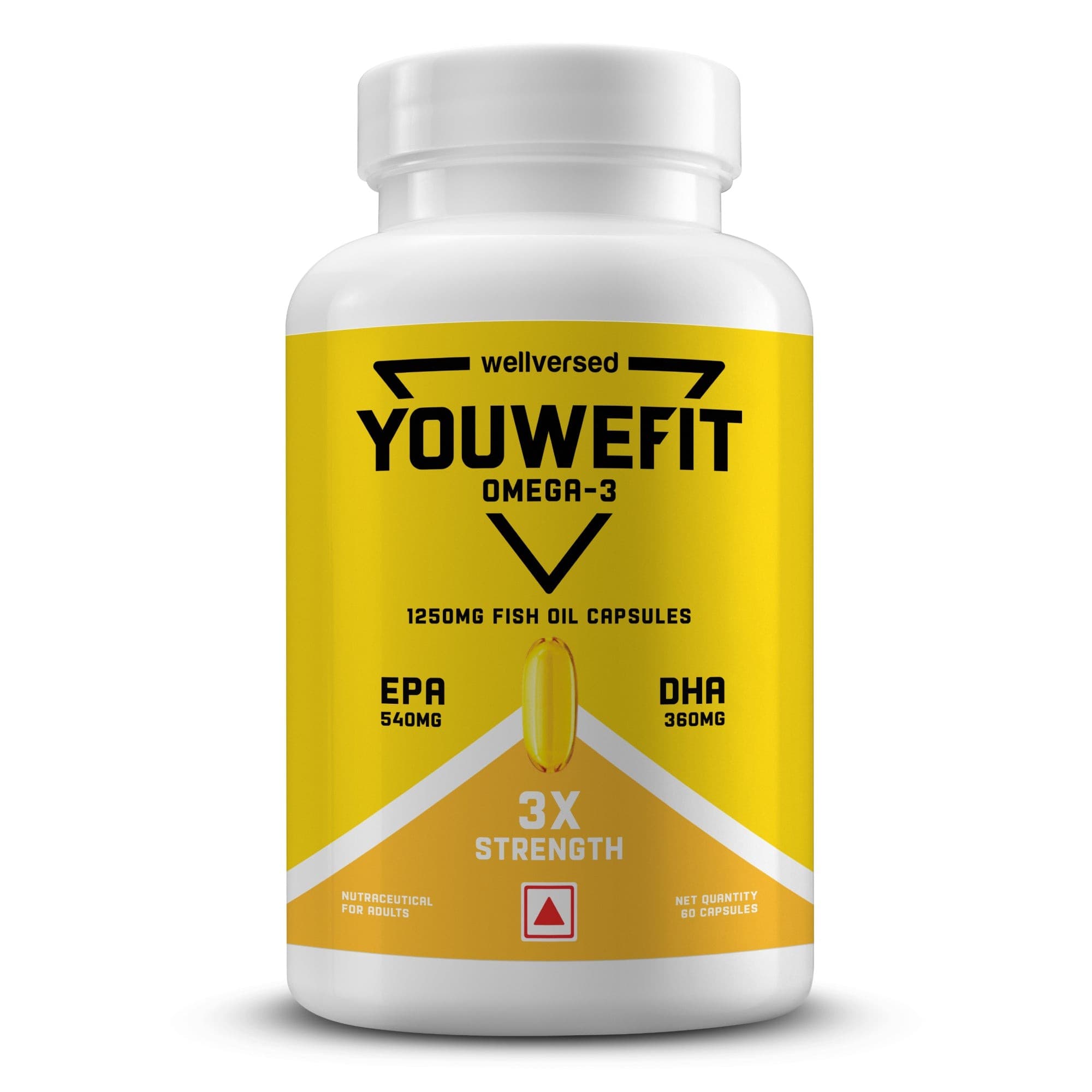 YouWeFit Omega-3 Fish Oil (60 Capsules), 1250mg