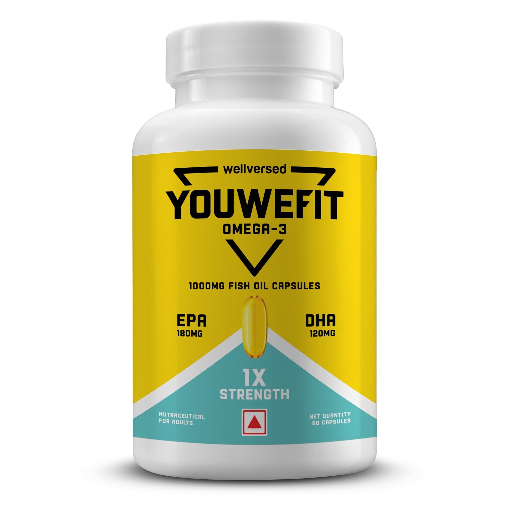 YouWeFit Omega-3 Fish Oil (60 Capsules), 1000mg