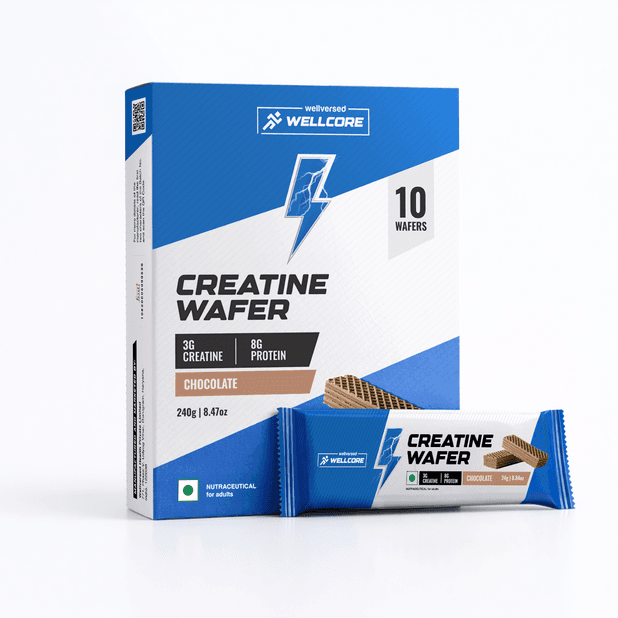 Wellcore - Creatine Wafer Bar | Chocolate Flavour (Pack of 10)