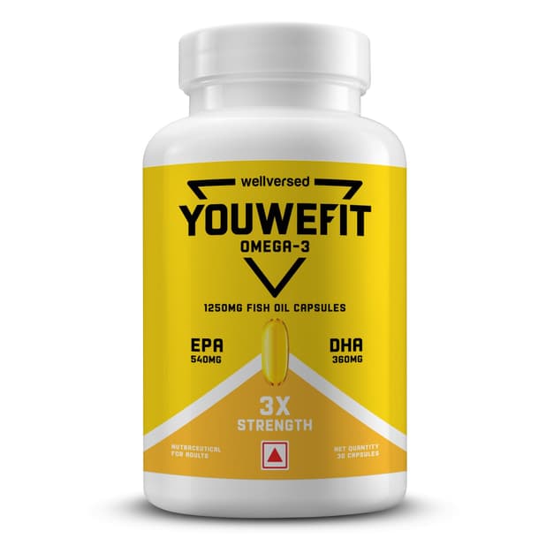 YouWeFit Omega-3 Fish Oil (30 Capsules), 1250mg
