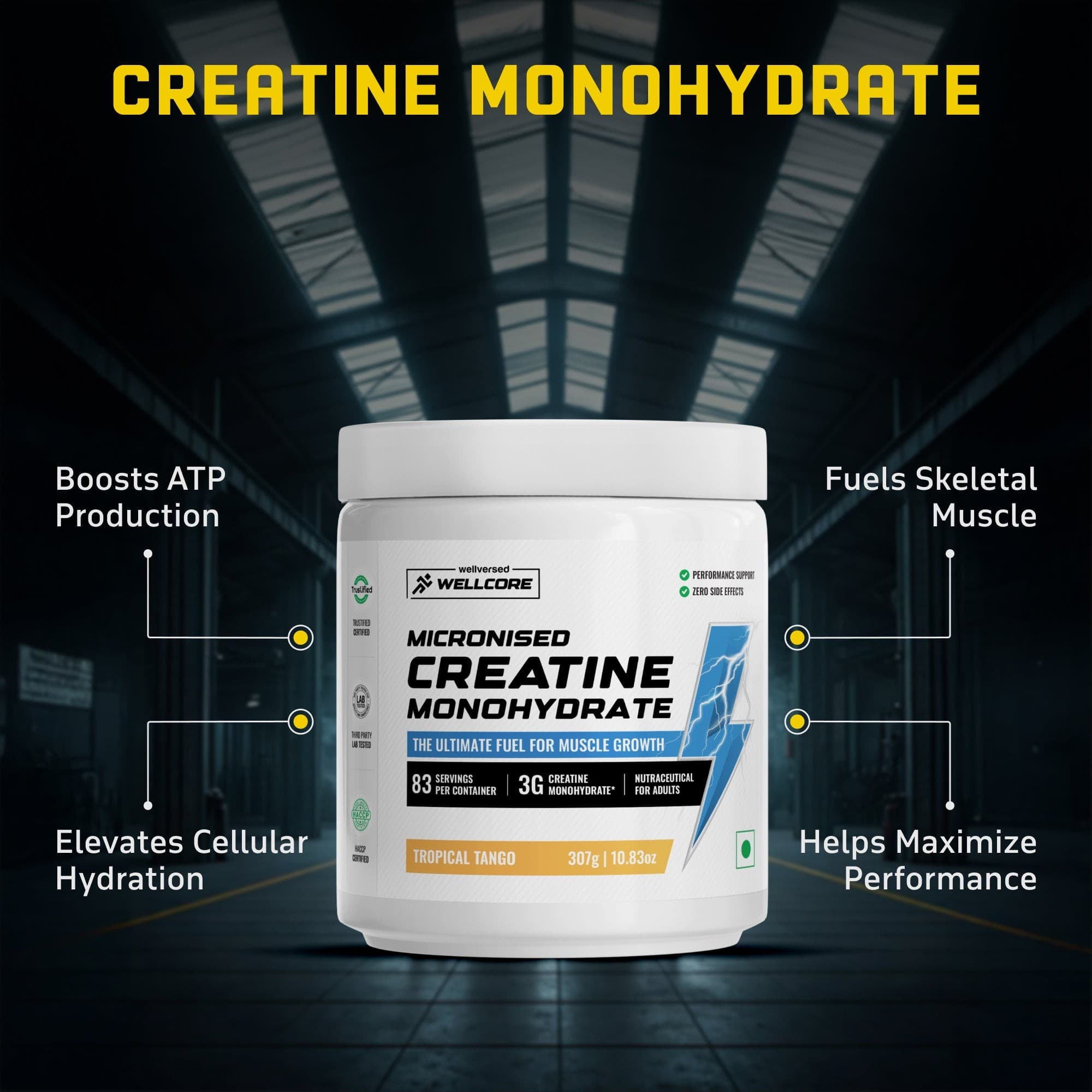 Wellcore Creatine Monohydrate (Tropical Tango, 83 Servings) + YouWeFit Omega-3 Triple Strength Fish Oil (1250mg, 30 Capsules)