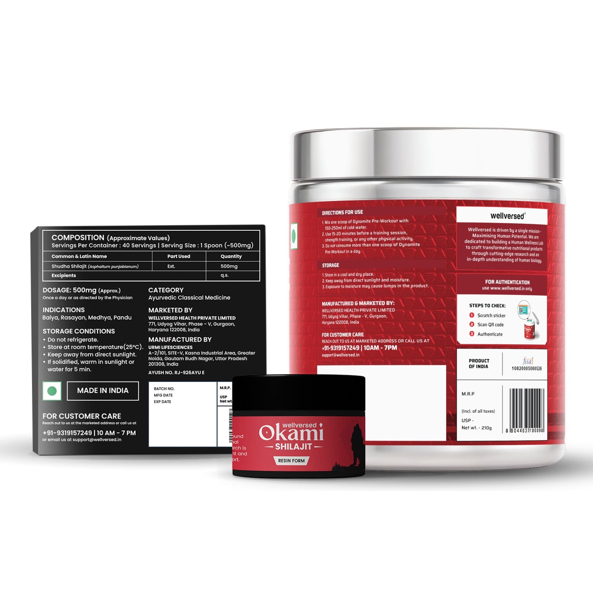Dynamite Pre-Workout (210g, 15 Servings, Valencia Orange) + Okami Shilajit Resin (20g)