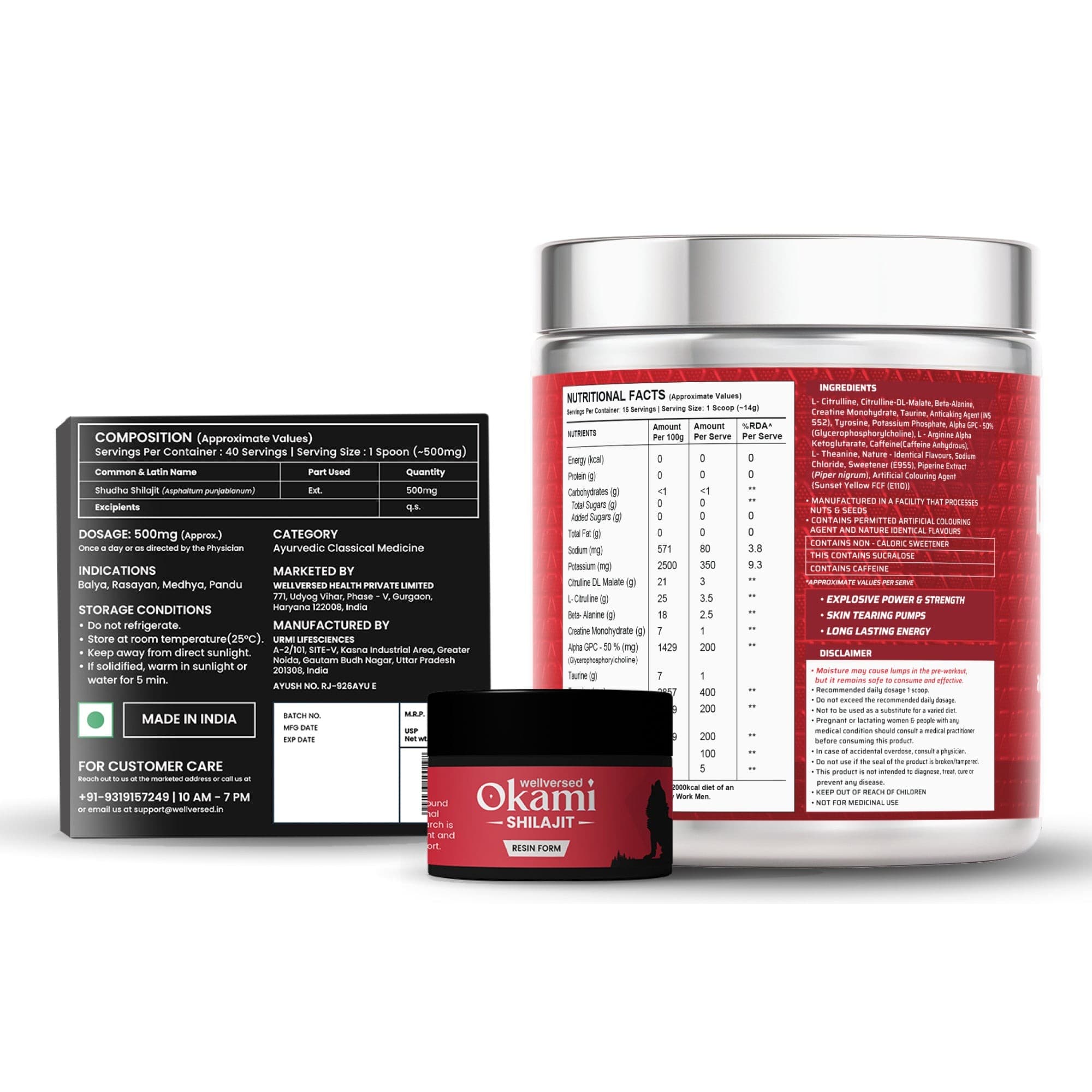 Dynamite Pre-Workout (210g, 15 Servings, Valencia Orange) + Okami Shilajit Resin (20g)