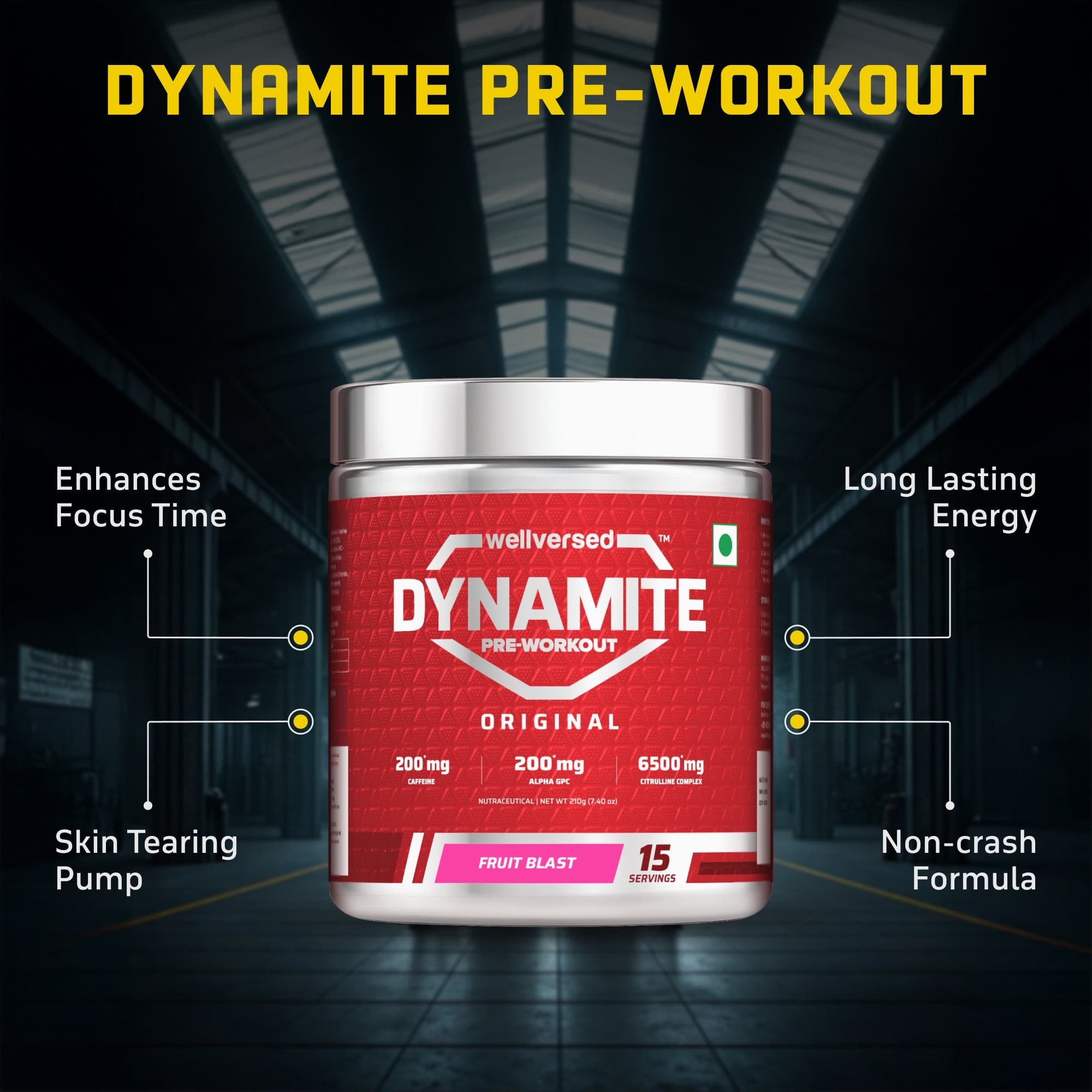 Dynamite Pre-workout (15 Servings, Fruit Blast) + YouWeFit Triple Strength Fish Oil (60 Capsules)