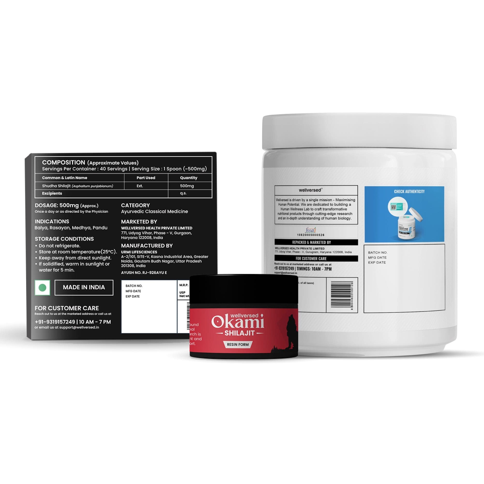Wellcore Creatine (33 Servings, Tropical Tango) + Okami Shilajit Resin (20g)