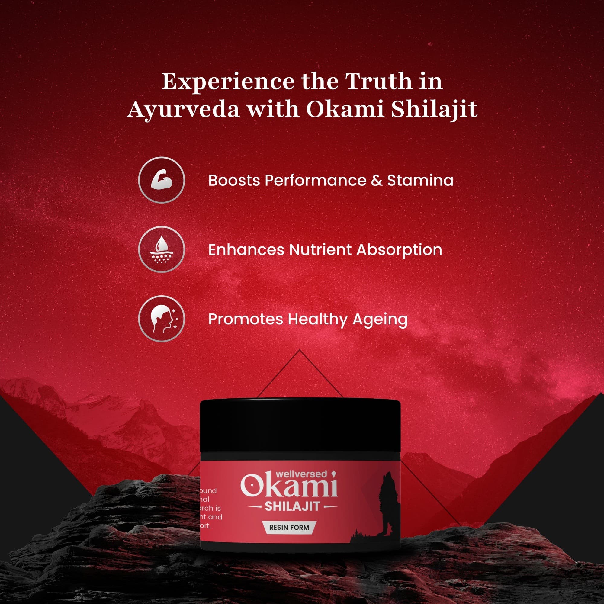 Wellcore Creatine (33 Servings, Unflavoured) + Okami Shilajit Resin (20g)
