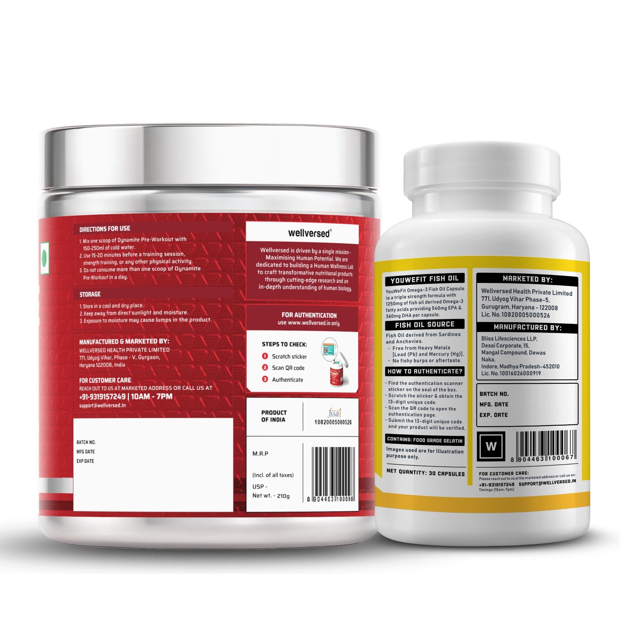 Dynamite Pre-workout (15 Servings, Valencia Orange) + YouWeFit Triple Strength Fish Oil (30 Capsules)