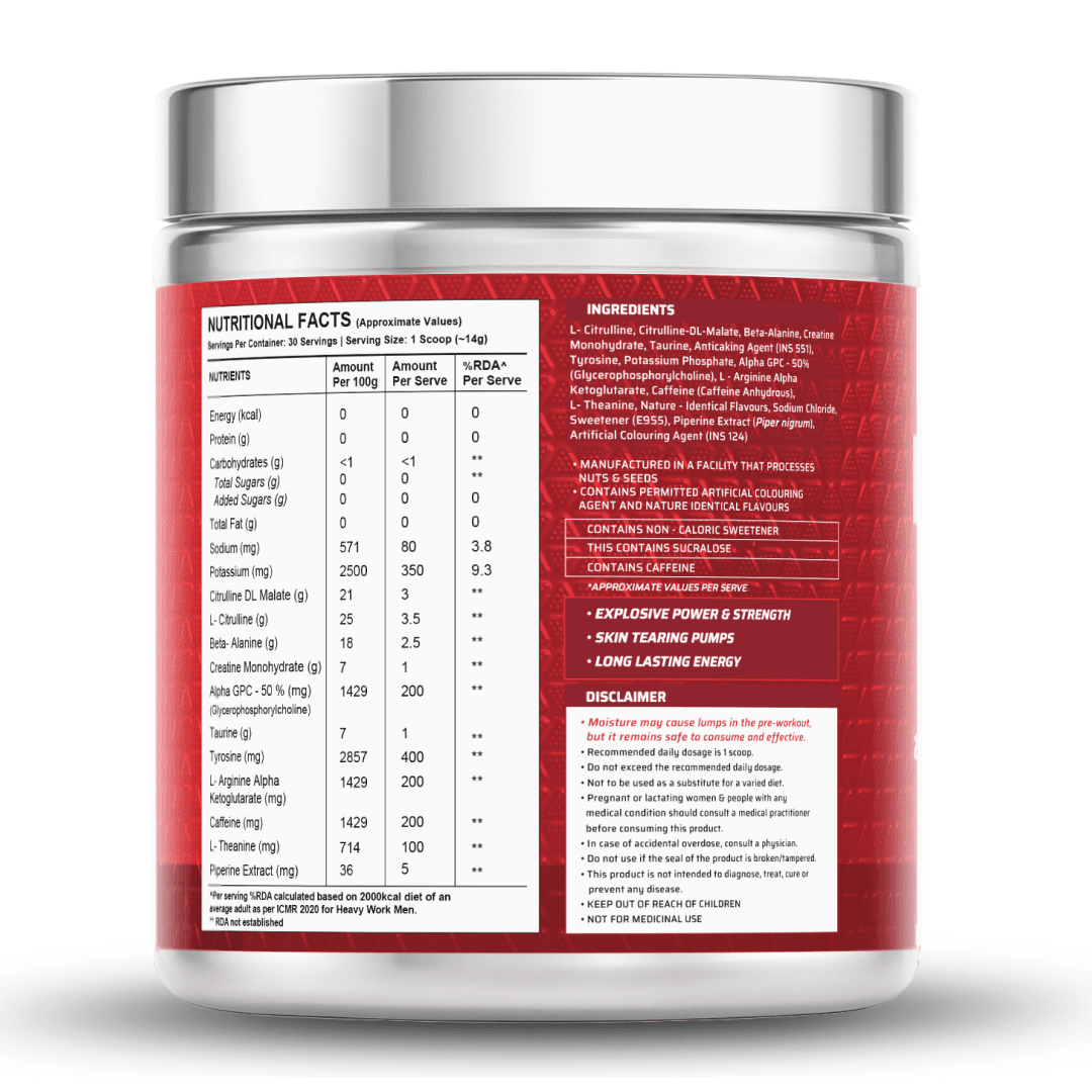 Dynamite Pre-Workout (420g, 30 Servings) | Watermelon Ice