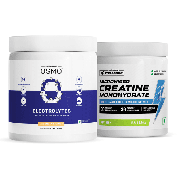 OSMO - Electrolytes (45 servings, Valencia Orange) +  Wellcore Creatine (33 Servings, Kiwi Kick)