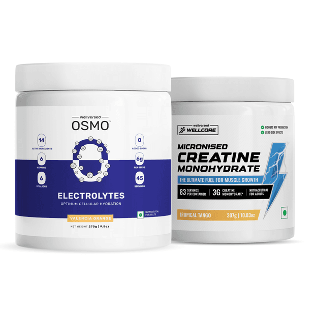 OSMO - Electrolytes (45 servings, Valencia Orange) +  Wellcore Creatine (83 Servings, Tropical Tango)