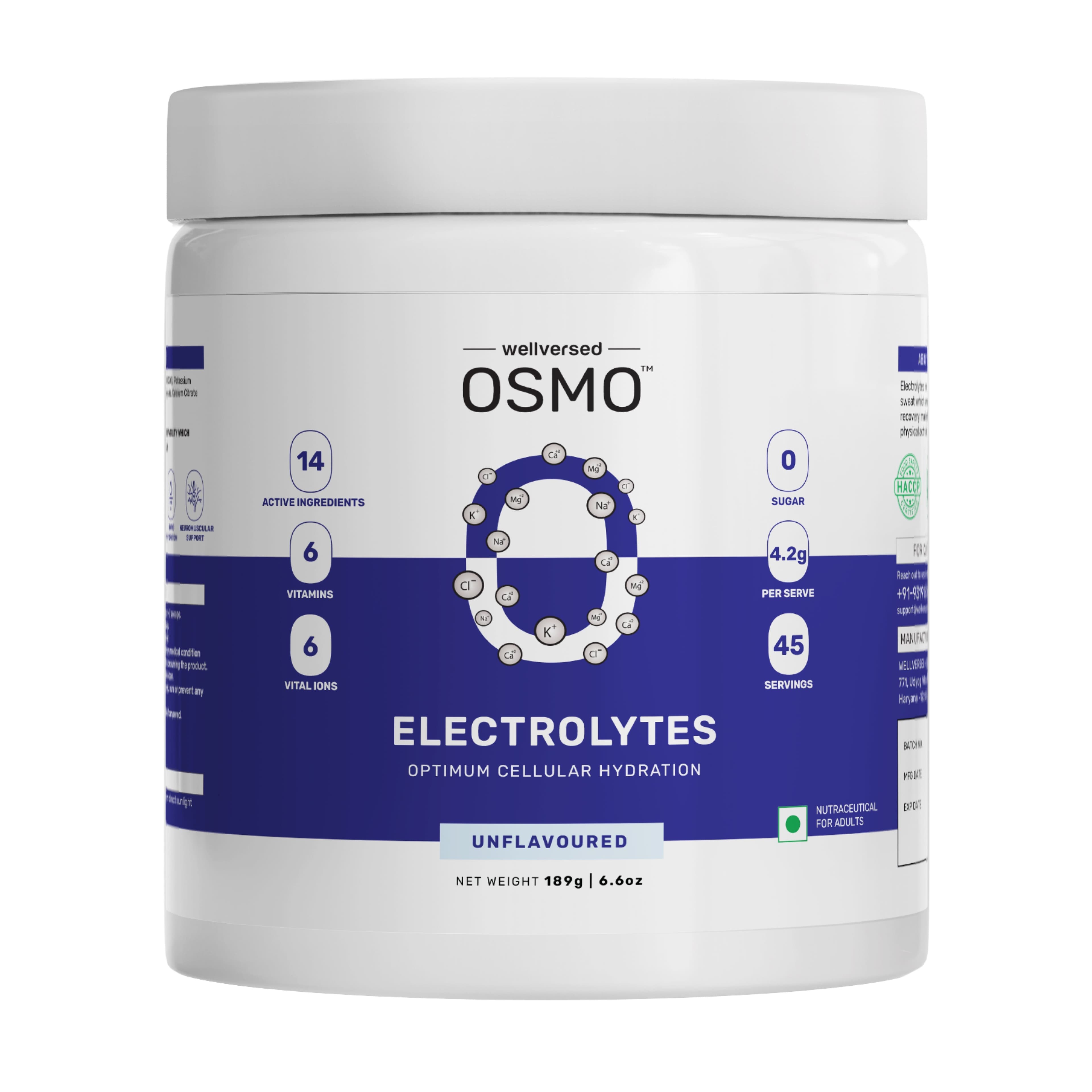 OSMO - Electrolyte Hydration Blend (Advanced Salts + Taurine & Vitamins) | Unflavoured (189g, 45 servings)