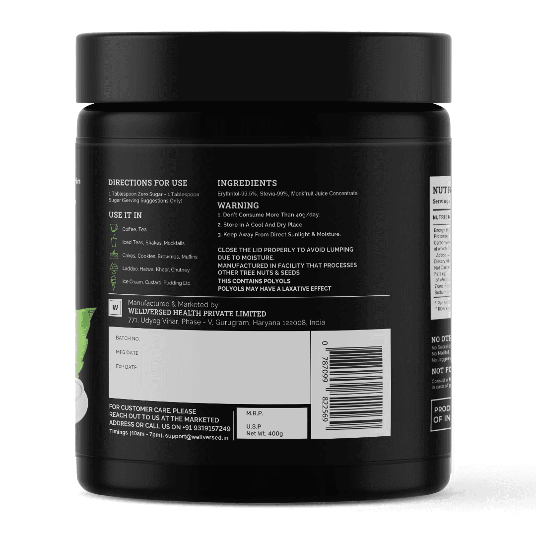 Zero Sugar - Stevia & Monkfruit Sweetener | Natural Sweetener - 400g