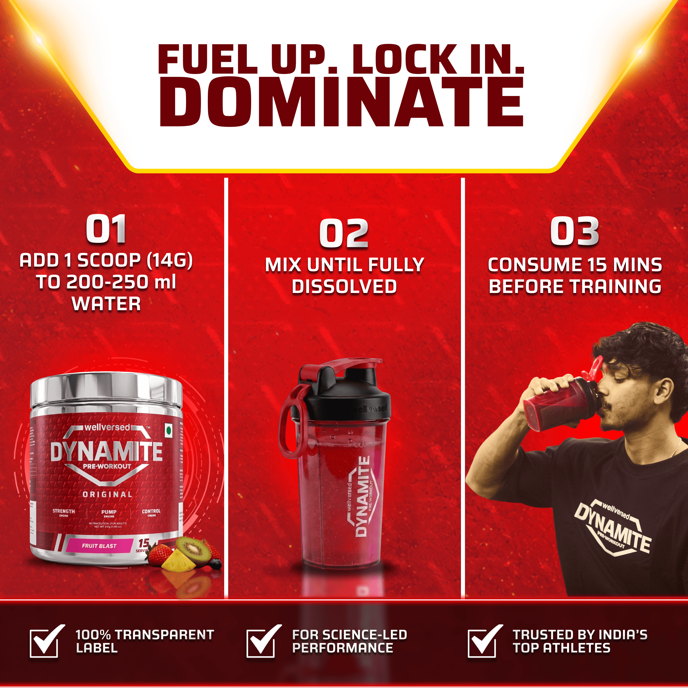 Dynamite Pre-Workout (210g, 15 Servings) | Fruit Blast