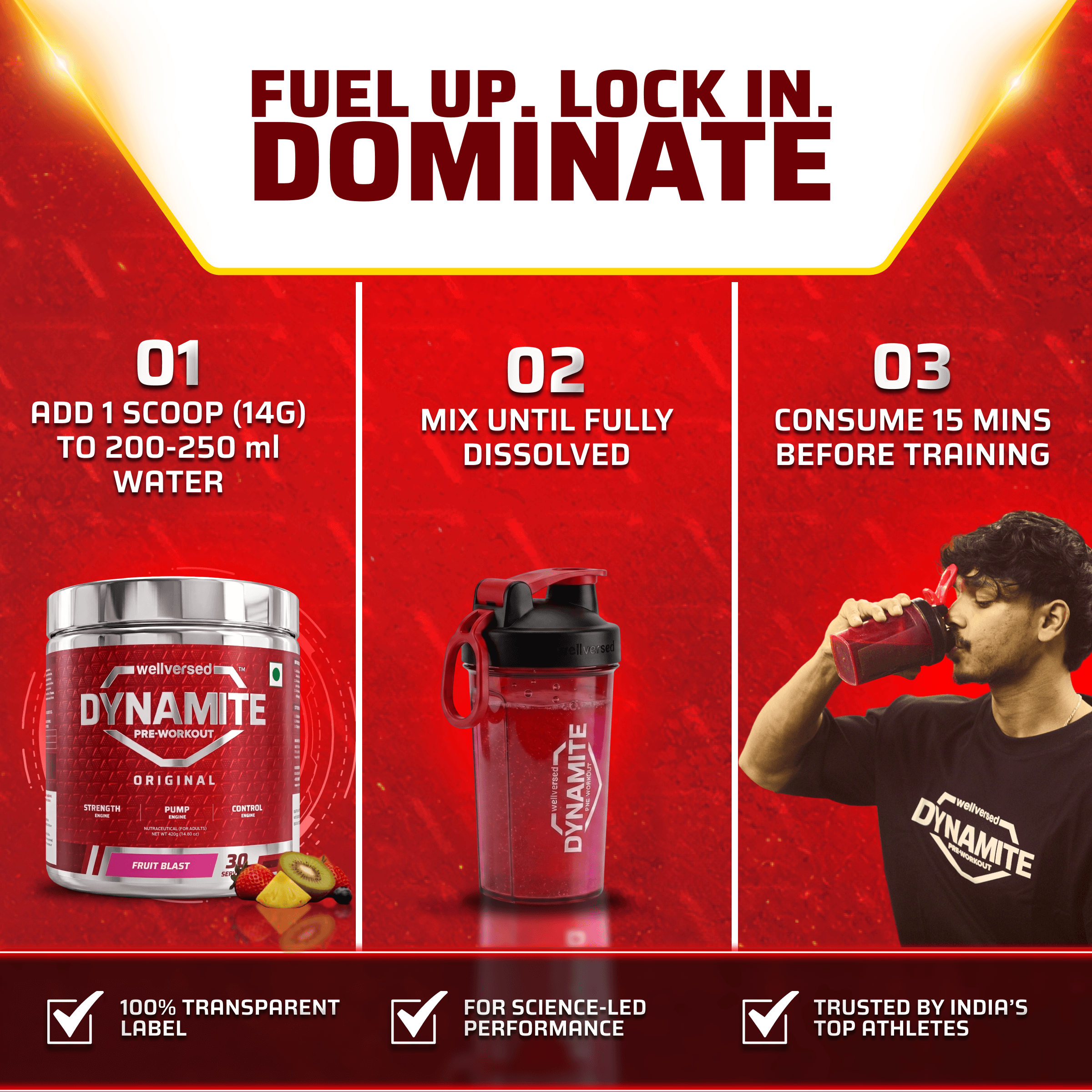 Dynamite Pre-Workout (420g, 30 Servings) | Fruit Blast
