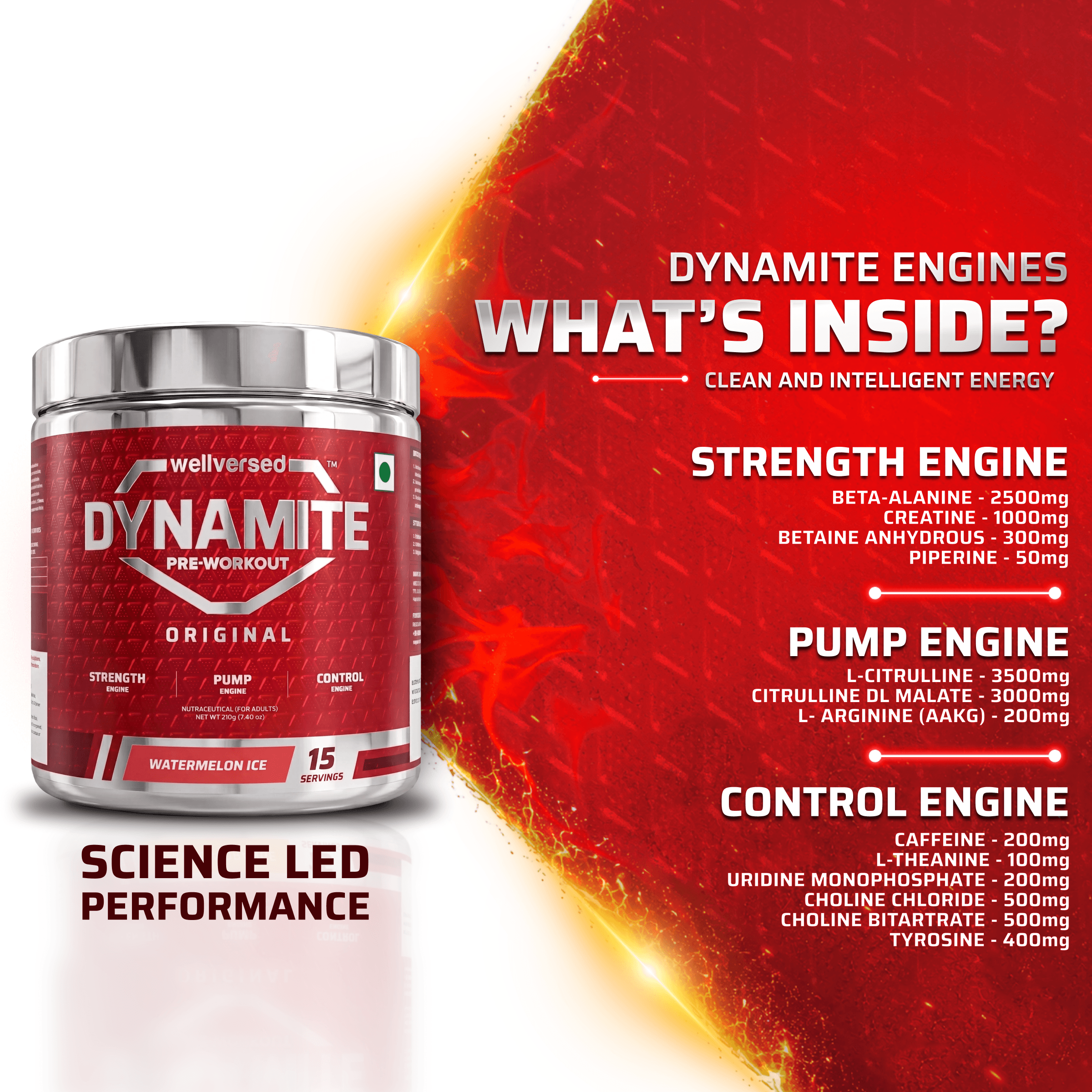 Dynamite Pre-Workout (210g, 15 Servings) | Watermelon Ice