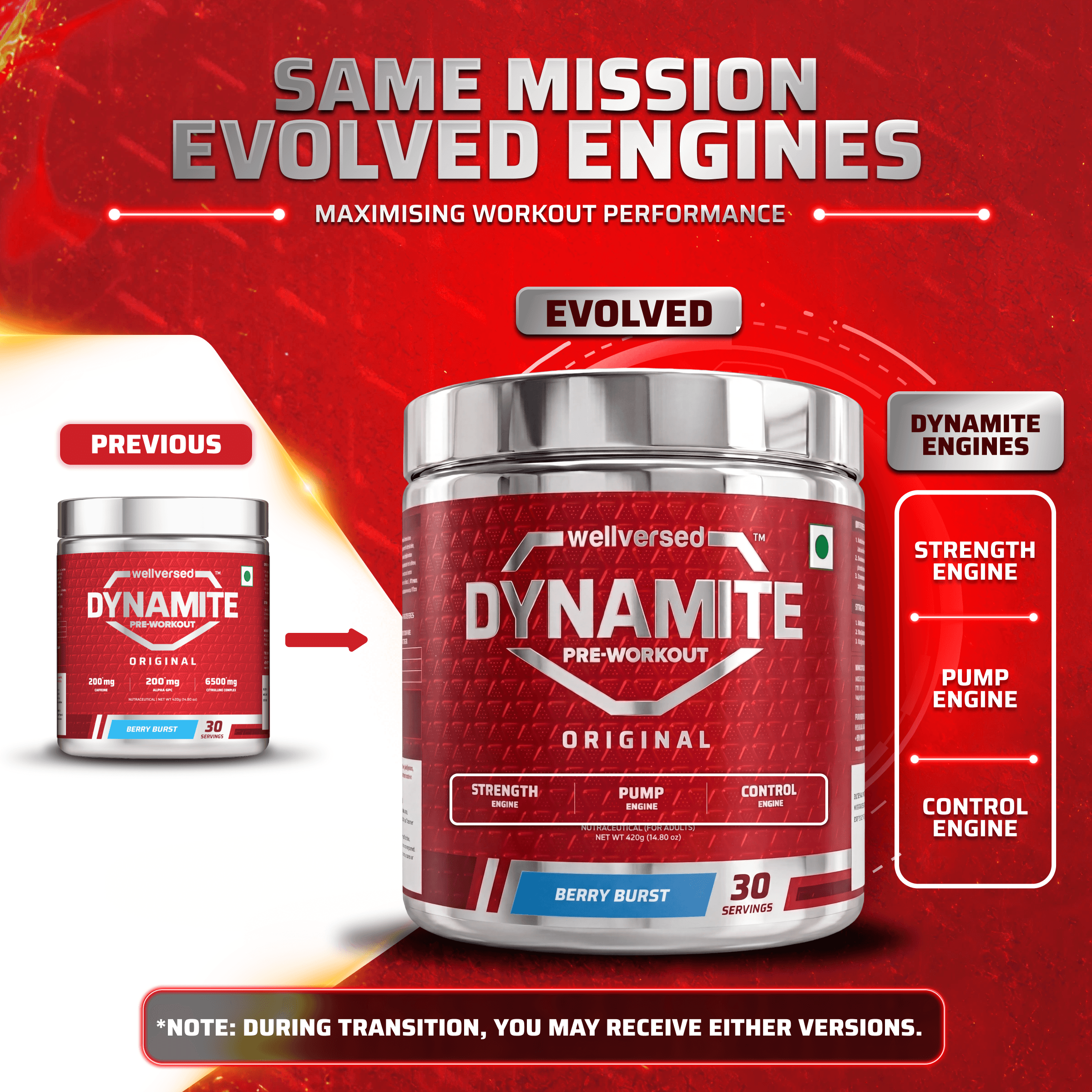 Dynamite Pre-Workout (420g, 30 Servings) | Berry Burst