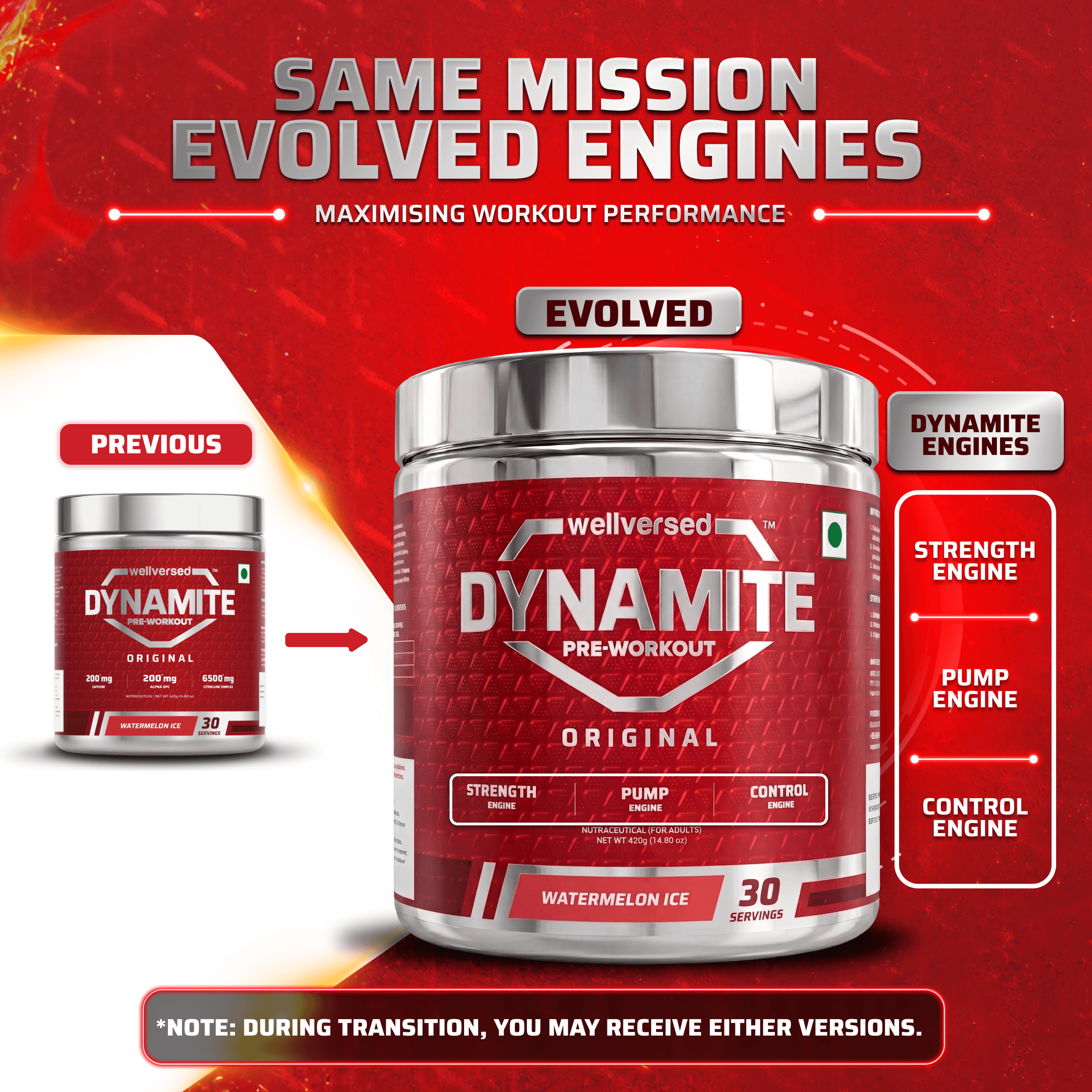 Dynamite Pre-Workout (420g, 30 Servings) | Watermelon Ice