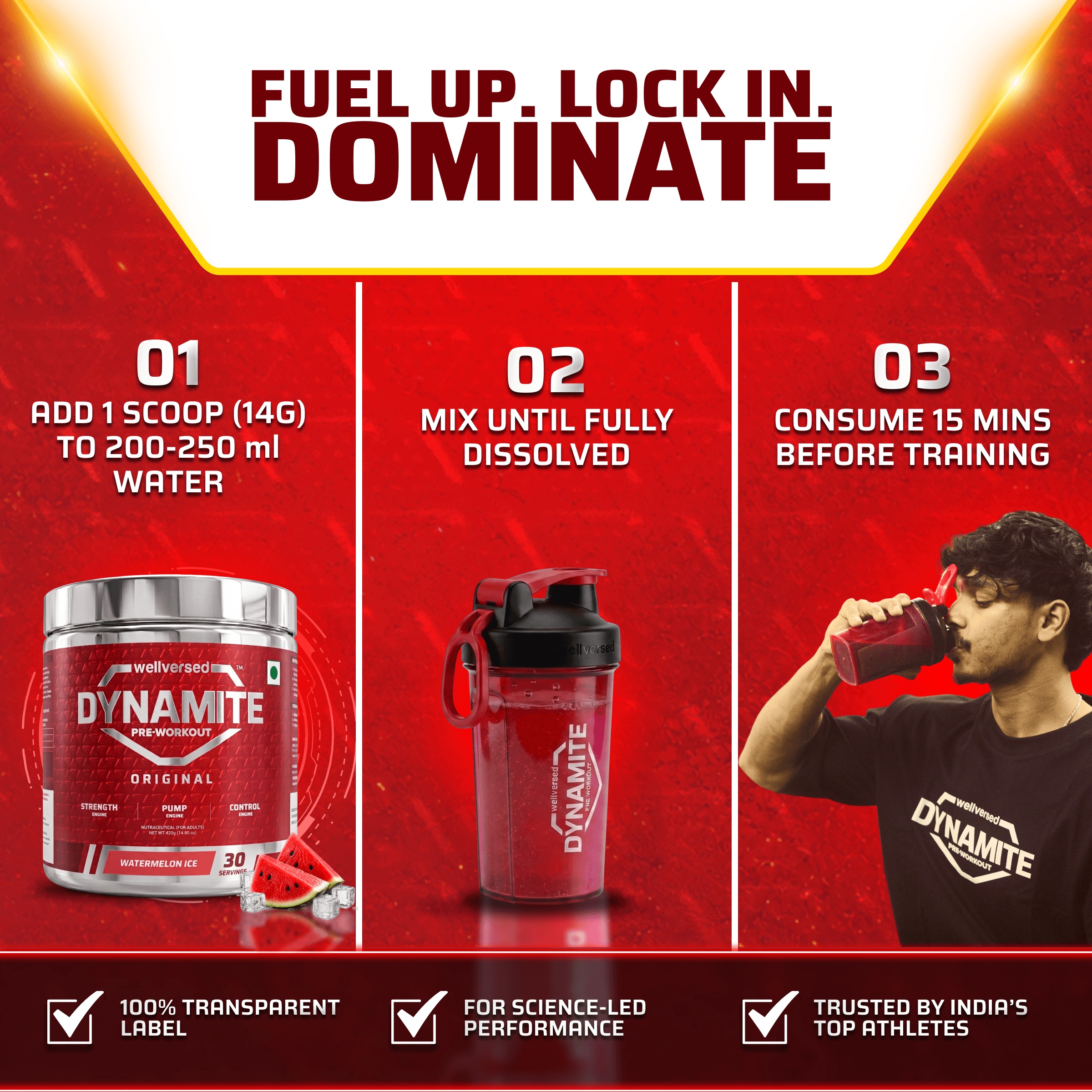 Dynamite Pre-Workout (420g, 30 Servings) | Watermelon Ice