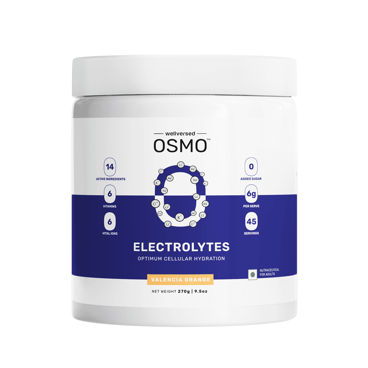 OSMO - Electrolyte Hydration Blend (Advanced Salts + Taurine & Vitamins) | Valencia Orange Flavour (270g, 45 servings)