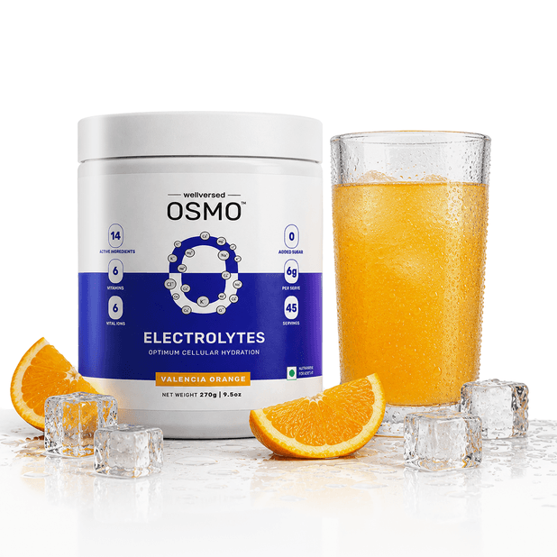 OSMO - Electrolyte Hydration Blend (Advanced Salts + Taurine & Vitamins) | Valencia Orange Flavour (270g, 45 servings)