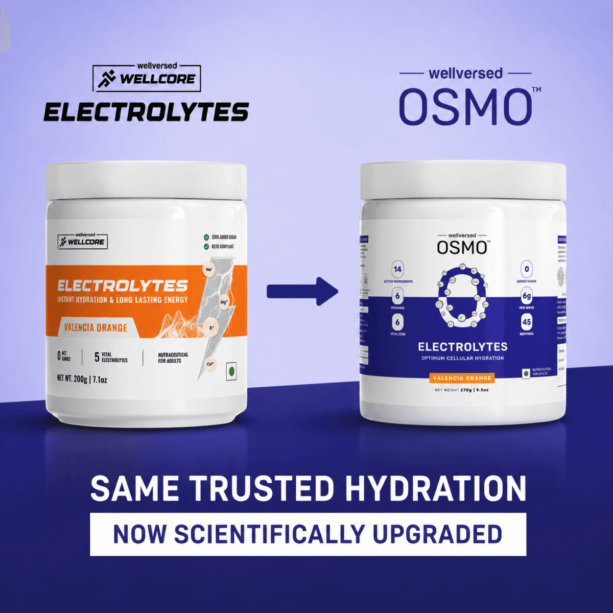 OSMO - Electrolyte Hydration Blend (Advanced Salts + Taurine & Vitamins) | Valencia Orange Flavour (270g, 45 servings)