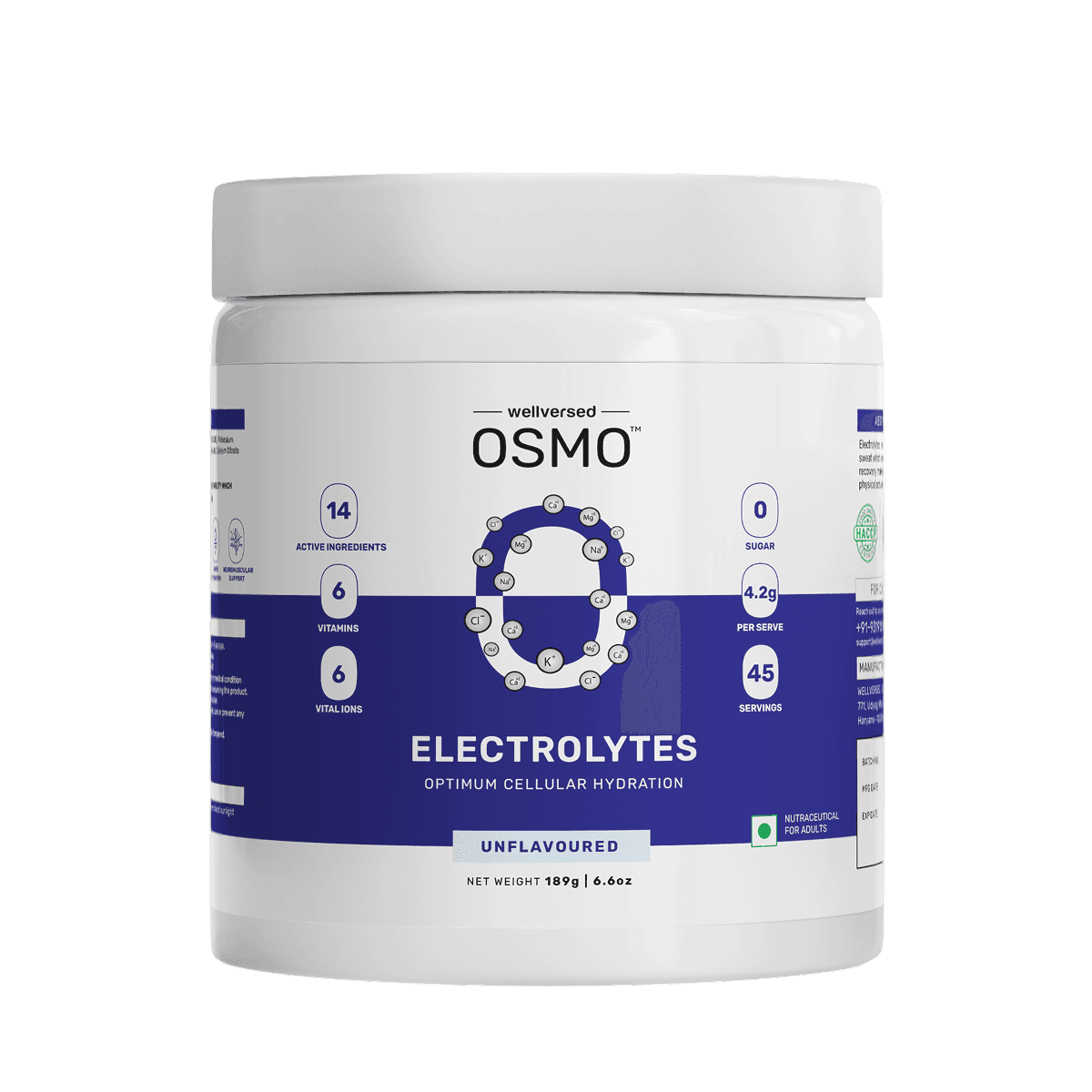 OSMO - Electrolyte Hydration Blend (Advanced Salts + Taurine & Vitamins) | Unflavoured (189g, 45 servings)