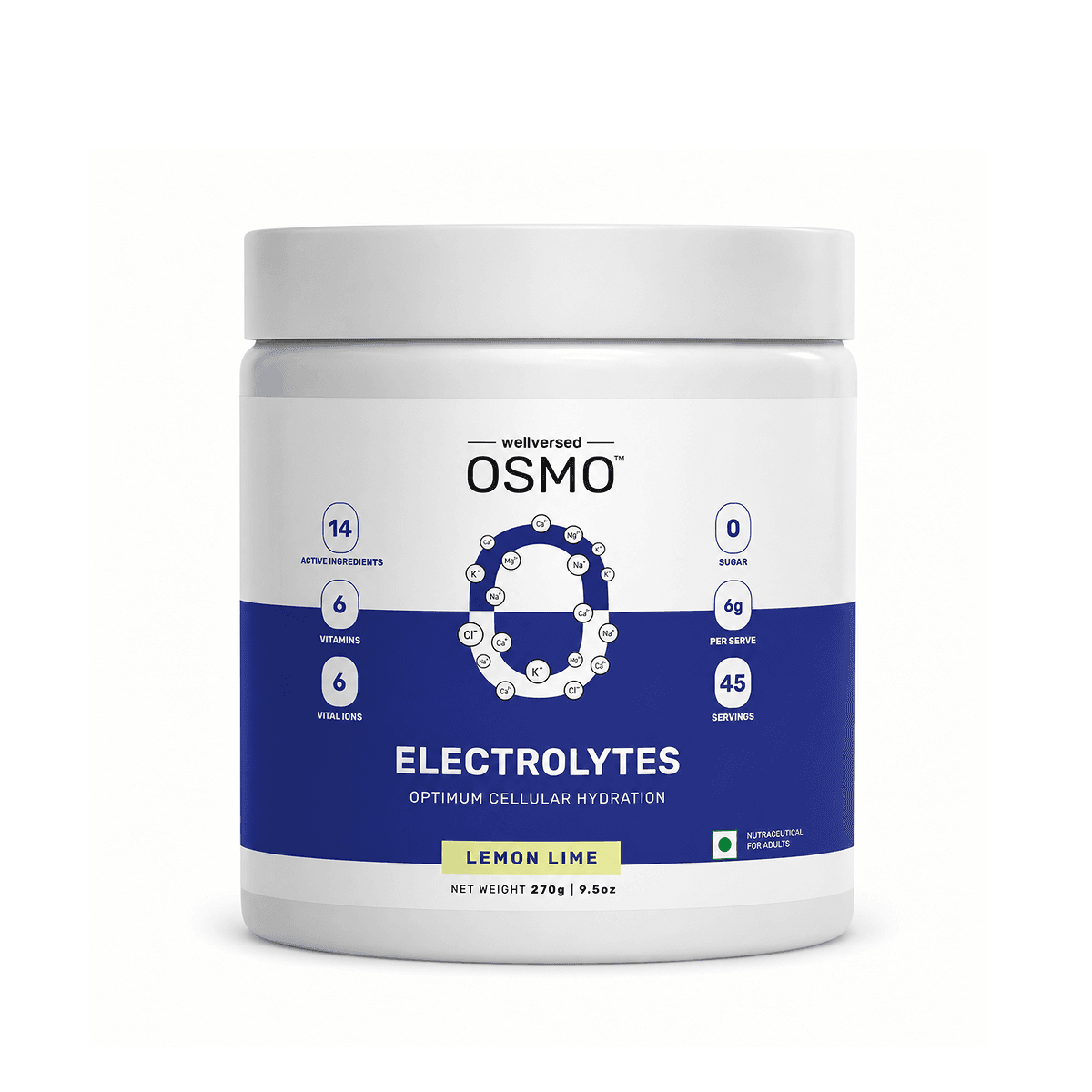 OSMO - Electrolyte Hydration Blend (Advanced Salts + Taurine & Vitamins) | Lemon & Lime (270g, 45 Servings)