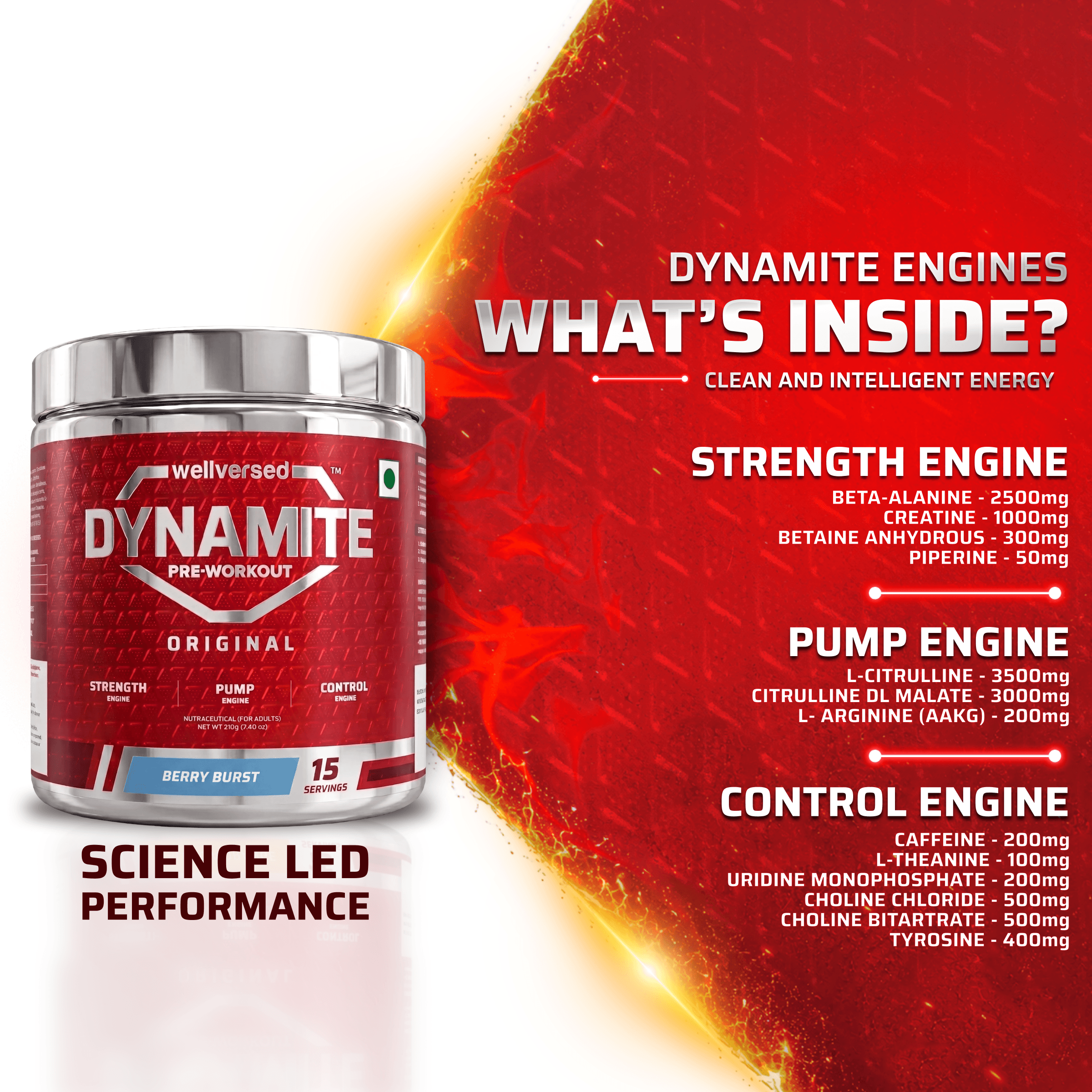 Dynamite Pre-Workout (210g, 15 Servings) | Berry Burst