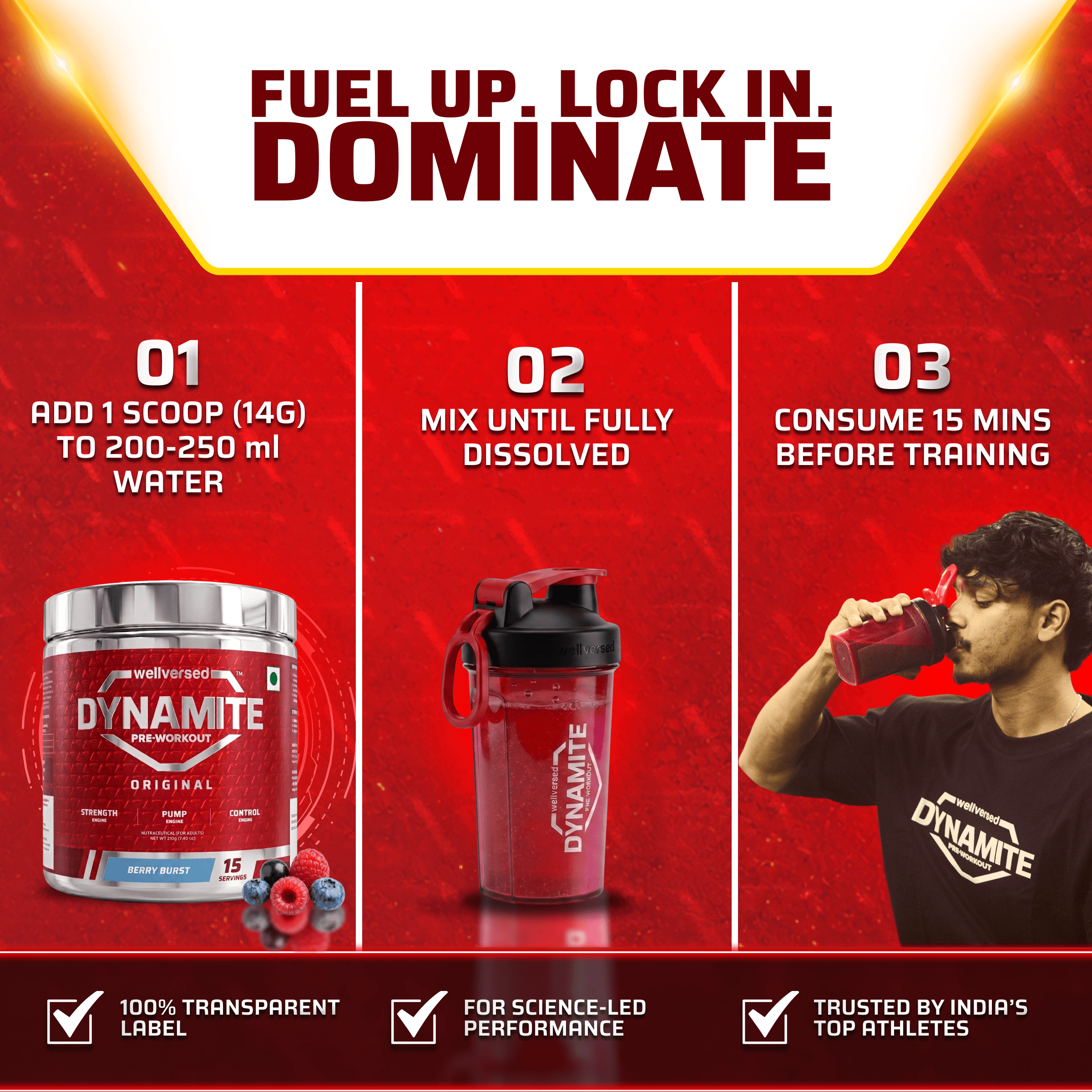 Dynamite Pre-Workout (210g, 15 Servings) | Berry Burst