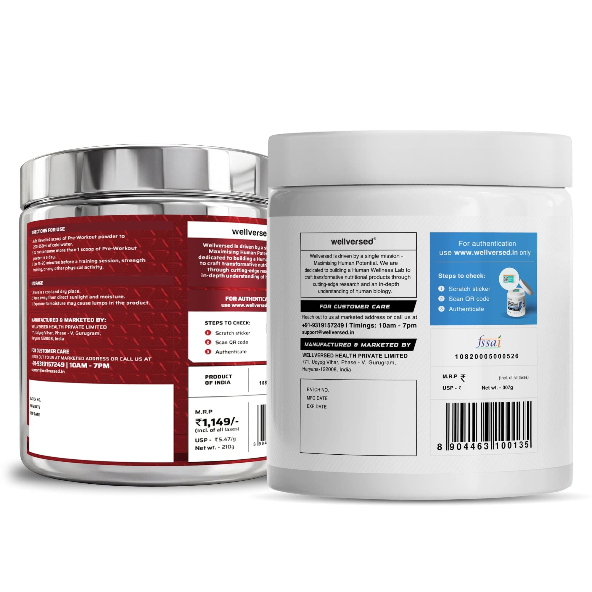 Wellcore Creatine Monohydrate Powder (307g, 83 Servings, Tropical Tango) + Dynamite Pre-Workout Powder (210g,15 Servings, Fruit Blast)