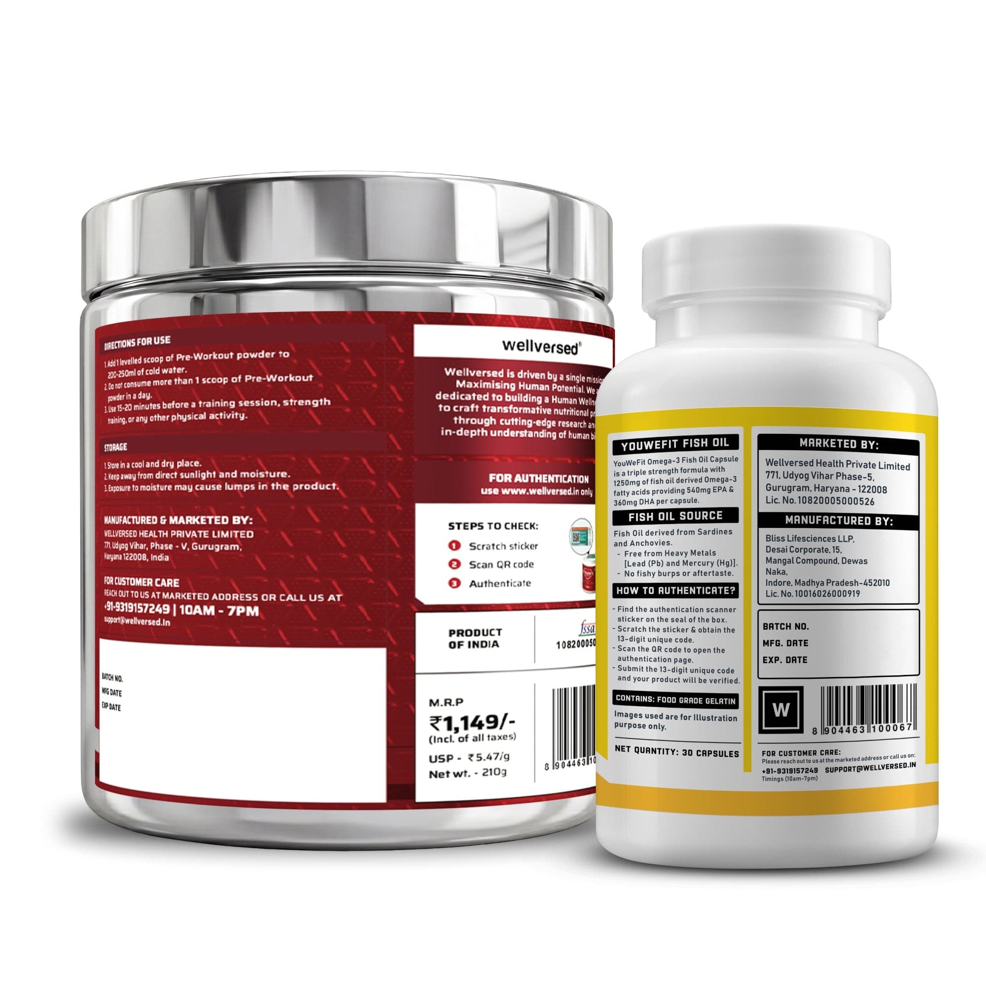 Dynamite Pre-workout (15 Servings, Fruit Blast) + YouWeFit Triple Strength Fish Oil (60 Capsules)