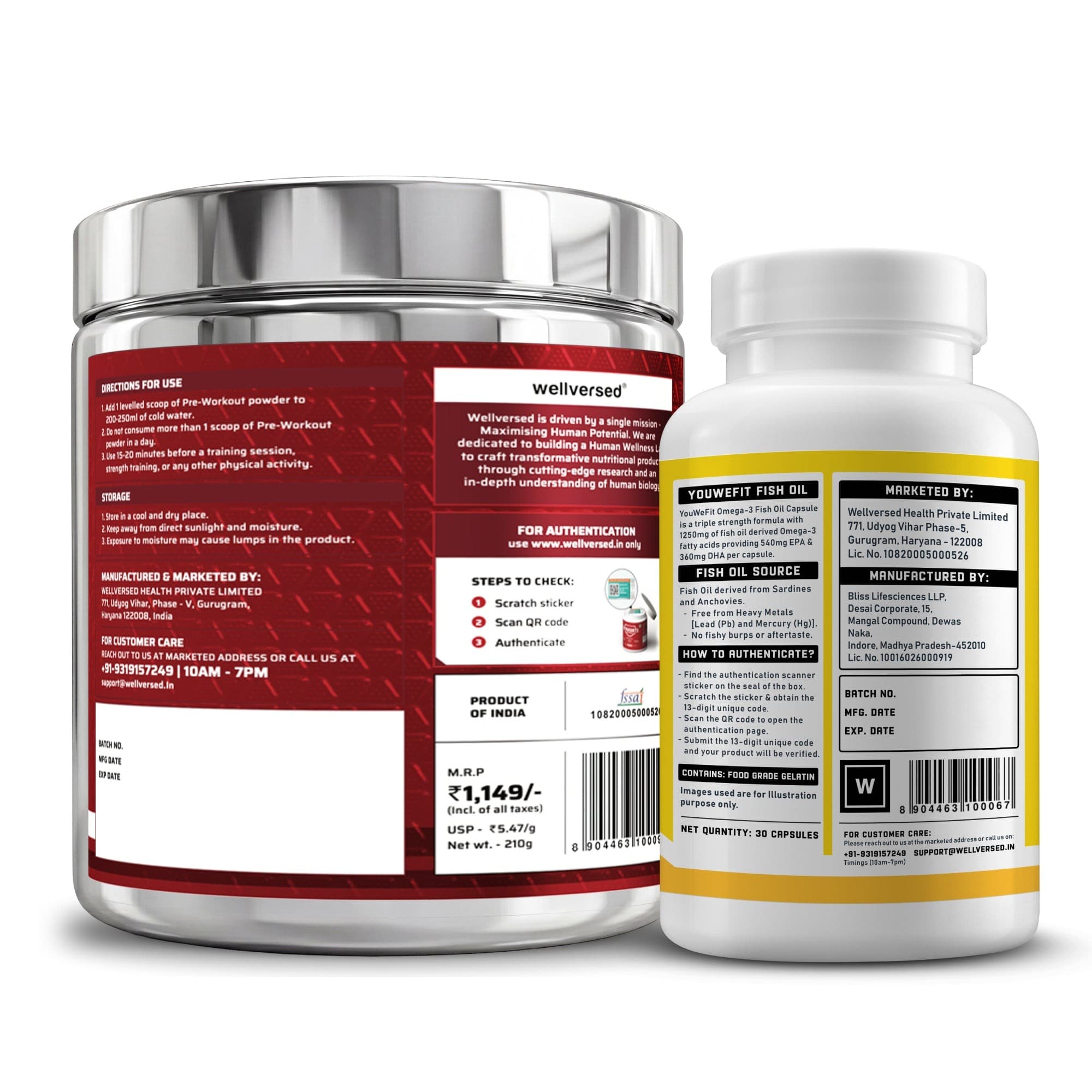Dynamite Pre-workout (15 Servings, Valencia Orange) + YouWeFit Triple Strength Fish Oil (30 Capsules)