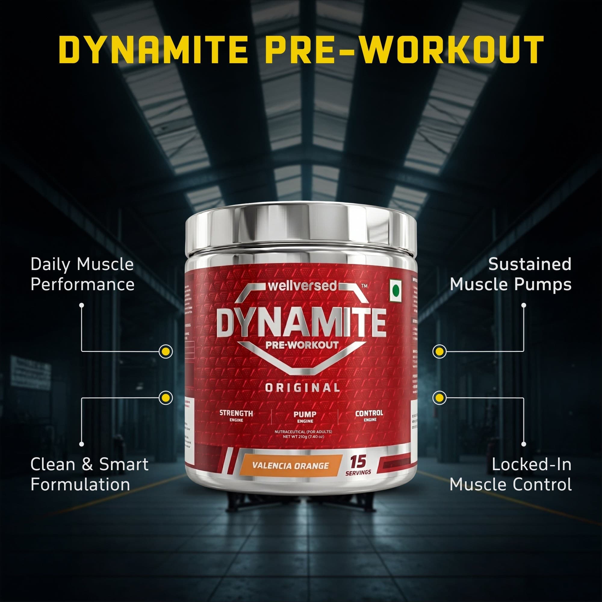 Dynamite Pre-workout (15 Servings, Valencia Orange) + YouWeFit Triple Strength Fish Oil (30 Capsules)