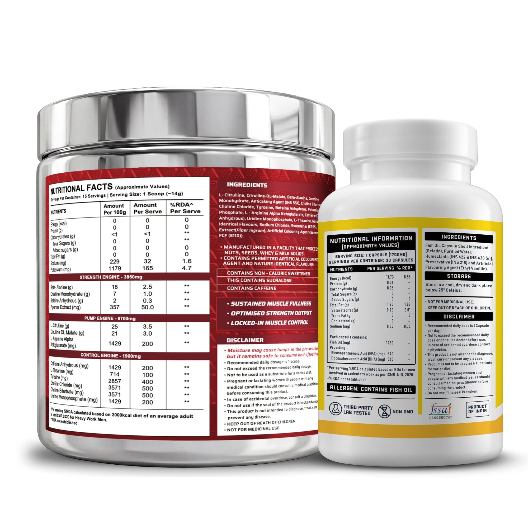 Dynamite Pre-workout (15 Servings, Valencia Orange) + YouWeFit Triple Strength Fish Oil (30 Capsules)