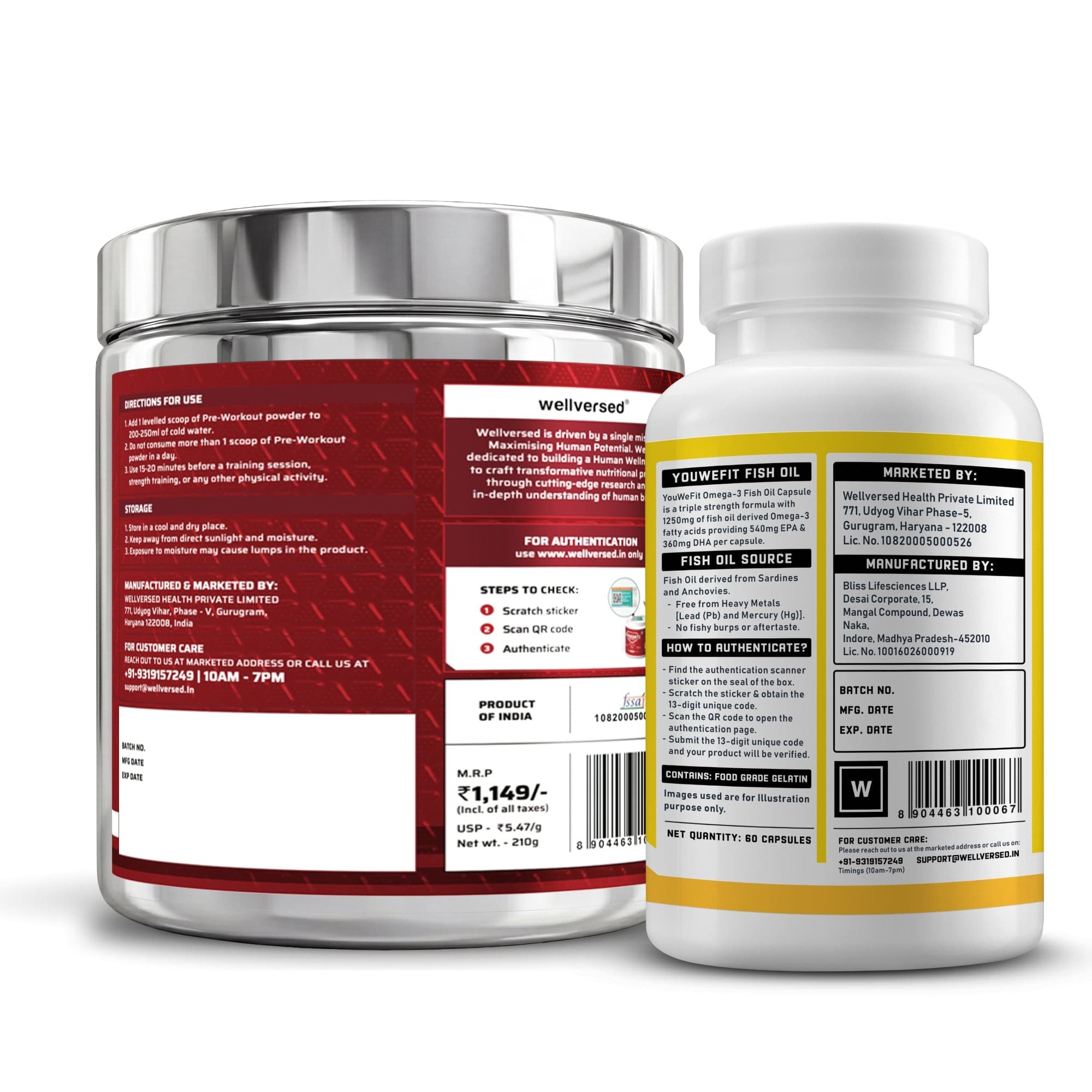 Dynamite Pre-workout (15 Servings, Valencia Orange) + YouWeFit Triple Strength Fish Oil (60 Capsules)