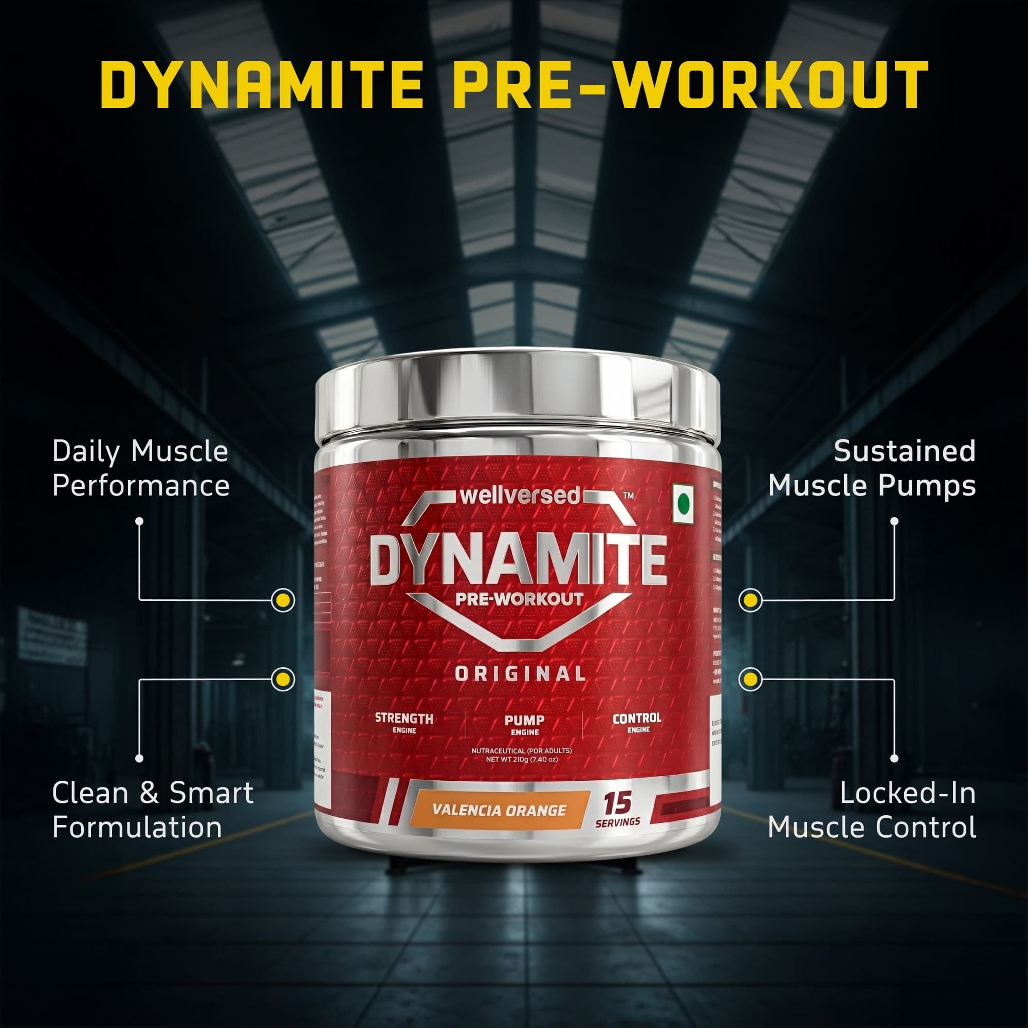 Dynamite Pre-workout (15 Servings, Valencia Orange) + YouWeFit Triple Strength Fish Oil (60 Capsules)