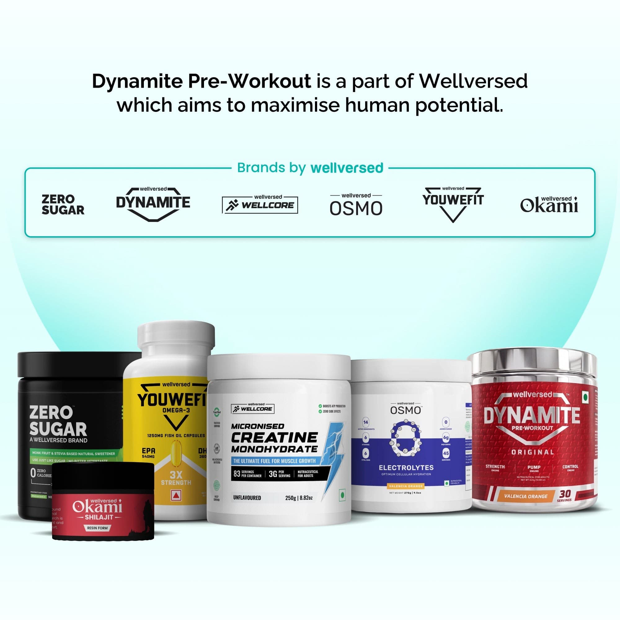 Dynamite Pre-workout (15 Servings, Valencia Orange) + YouWeFit Triple Strength Fish Oil (60 Capsules)