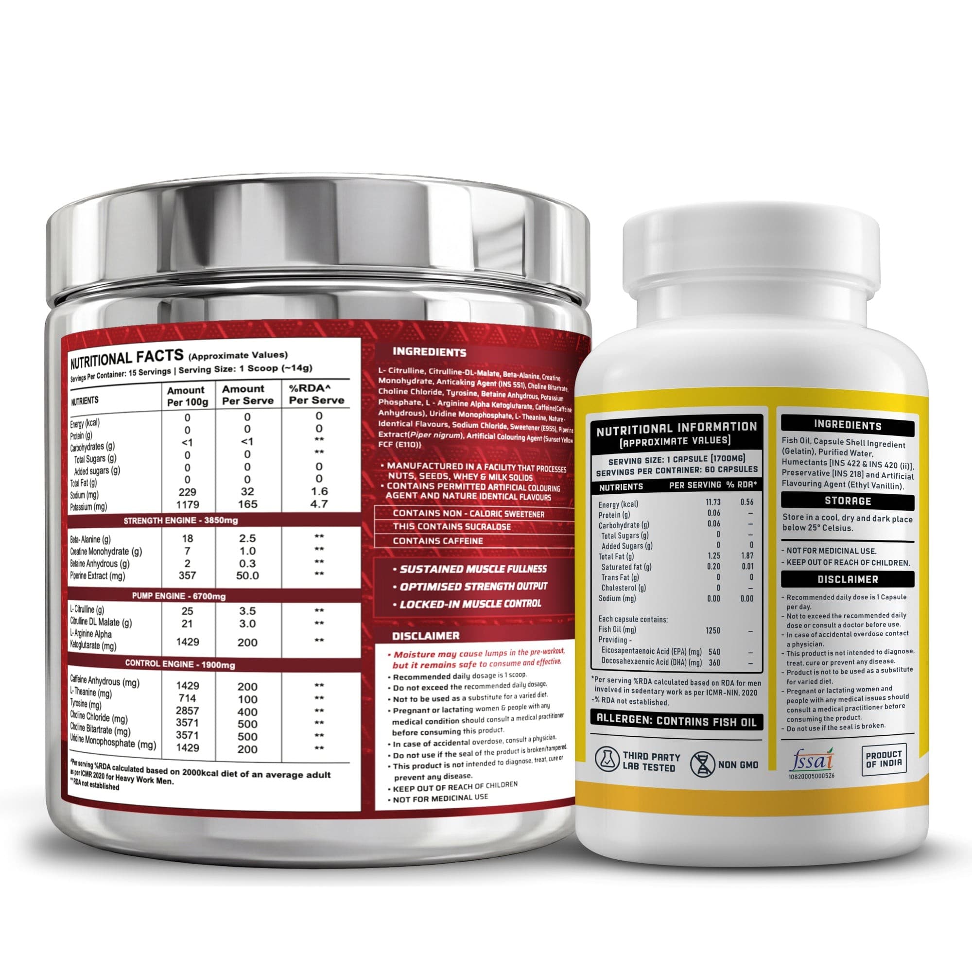 Dynamite Pre-workout (15 Servings, Valencia Orange) + YouWeFit Triple Strength Fish Oil (60 Capsules)