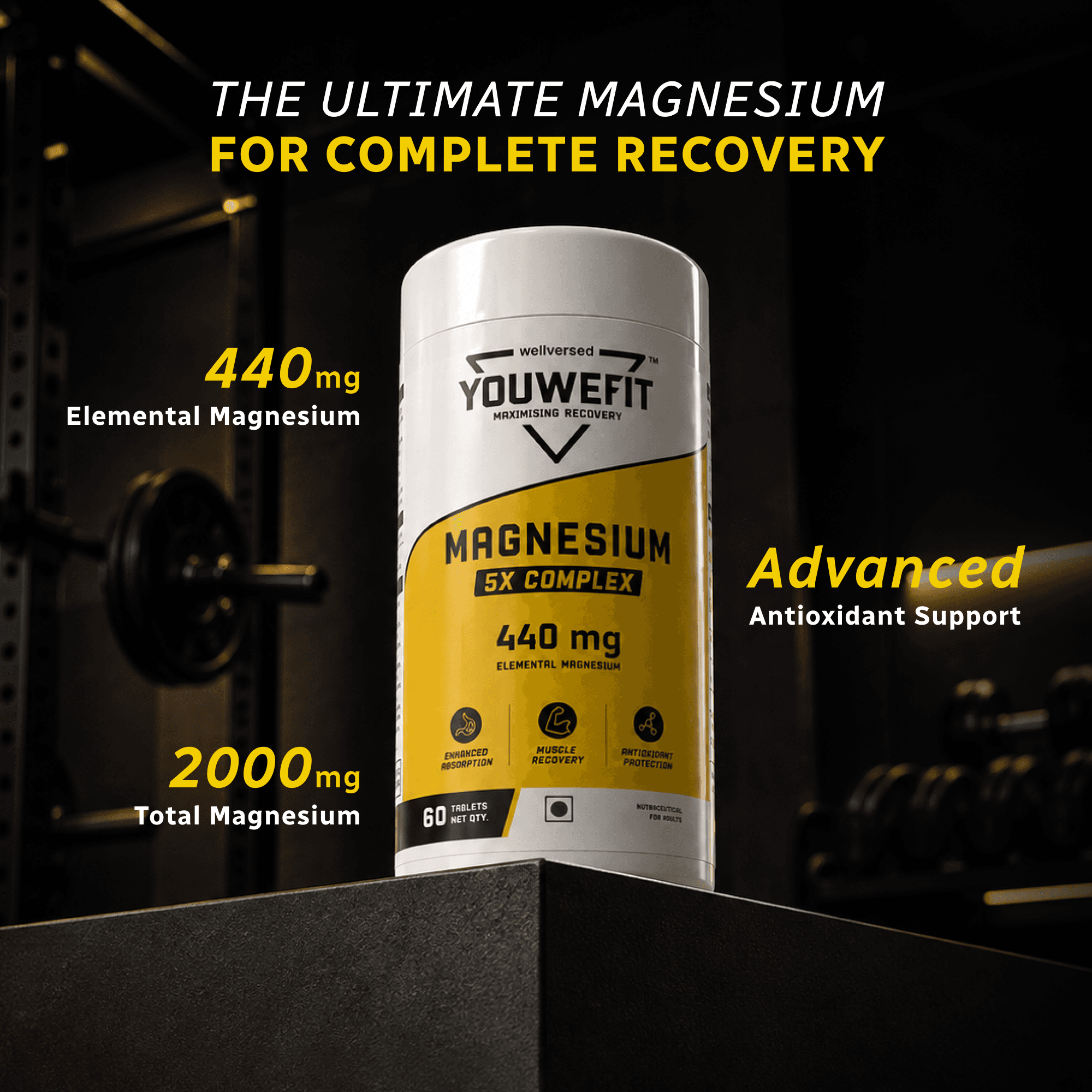 YouWeFit Magnesium 5X Complex (60 Tabs, 30 Servings)