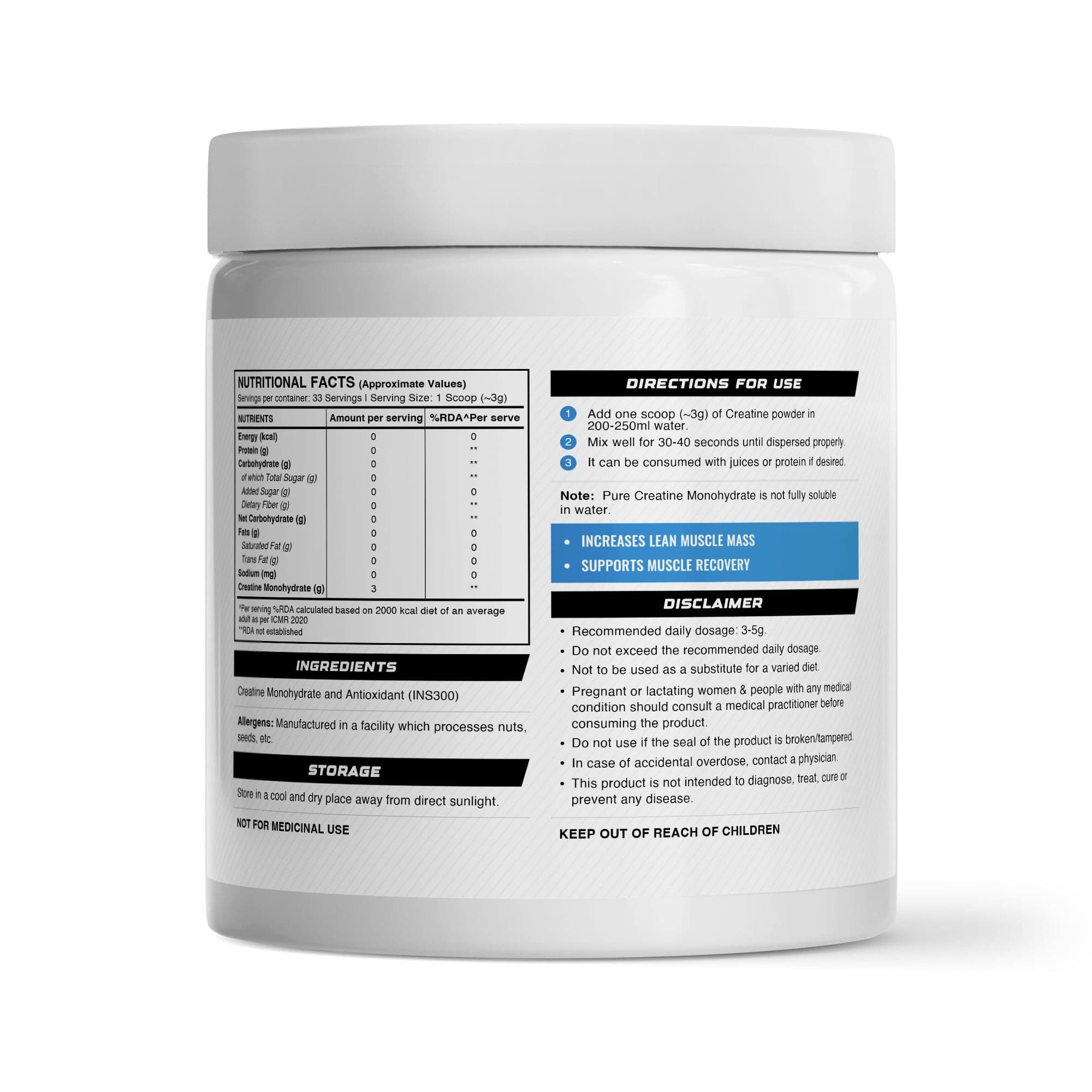 Wellcore - Micronised Creatine Monohydrate (100g, 33 Servings)